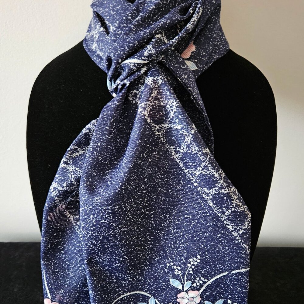 Japanese Kimono Scarf S4159 - Sheer Purple Speckle Floral